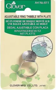 Clover 611 Ring Thimble W/Plate-Adjustable