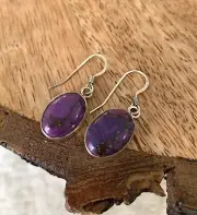 Argento Vivo 925 Silver Earrings With Genuine Amethyst Retail $68