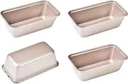 Bakeley Mini Loaf Pan Set, 4Pcs 5.5-Inch Non-Stick Rectangle Bread and Cake Bakeware for Oven and Instant Pot Baking (Champagne Gold)