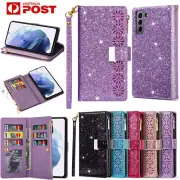 For Samsung S25 S24 FE S23 S22 S21 Ultra Case Leather Wallet Flip Glitter Cover