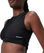 [Speedo] Women's Solid Crop Top with Mesh
