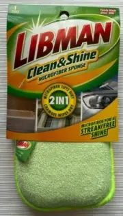 LIBMAN Clean & Shine Sponge 2 in 1 Microfiber & Chamois Green/Yellow NEW