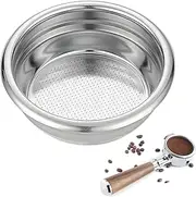 Filter Holder 58 mm, Espresso Coffee Filter Basket Strainer, Pressureless Filter Basket, 2 Cups Stainless Steel Coffee Filter Compatible, for E61 Bottomless 58 mm Portafilter, Double Espresso 18-20 G