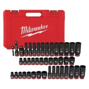 3/8 in. 43 Piece Milwaukee 6 Point Impact Socket Ratchet Drive and Metric Set