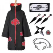 Naruto Akatsuki Cloak Anime Cosplay Costume Kit Itachi Robe Halloween Cosplay Long Cape 8 Pieces Set L 165-175