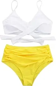 [BISHUIPO] Bandage Print Two-Piece Bikini Swimwear Women Swimsuit Set Beachwear Sexy Swimwears Swimsuit with
