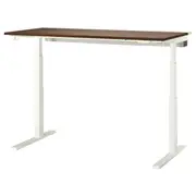 MITTZON desk sit/stand, electric walnut veneer/white, 160x80 cm