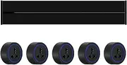 8000w Power Outlet Strip,Wall Mounted Power Outlet,29.53 Inch Rail,With 5xMulti-3 Hole Adapter,Left And Right Line,Blue Ambient Light,Wall Plug Adapter,For Kitchen,Living Room,Black