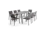 9pc Outdoor Patio Dining Set Metal Table Stacking Chair Aluminum Patio Poolside