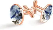 [GIAPB] 2Pcs Stainless Steel Cuff Links Mens Classic Tuxedo Shirt Cufflinks,Winter Italian Alps