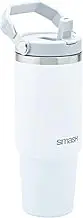 Smash 830ml Dual Wall Stainless Steel Handled Tumbler and Flip Straw Lid - White