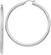 [Diamond2Deal] Women's 14k White Gold 3mm Round Hoop Earrings s