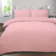 BLUSH Seersucker Design Quilt/Doona/Duvet Cover Set