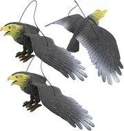 ROMISBABA 3Pcs Eagle Statue Hanging Bird Deterrents Realistic Outdoor Decor for Hanging Decoration Durable Plastic Eagle Ornaments for Scaring Birds