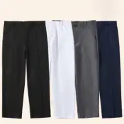Boy's Flat Front Dress Pants Elastic Waist Loose Fit Uniform Trouser Bottom Soft