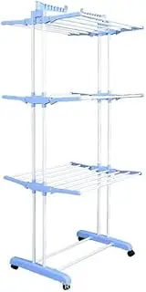 Foldable Clothes Airer 3 Tier Folding Hanger Drying Rack Stand Blue