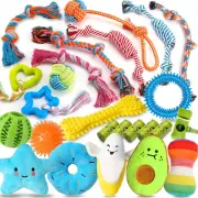 25 Pack Luxury Dog Chew Toys for Puppy, Dog Toys with Ropes, Treat Ball and Sque
