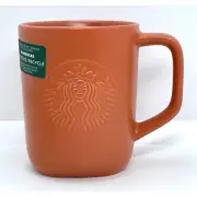 Starbucks Mermaid Embossed Orange Recycled Ceramic Triangle Coffee Mug Cup 16 oz