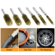 6x 1/4 inch Hex Shank Brass Bore Cleaning Wire Brushes 8-19mm For Power Drill l