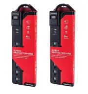 2 CyberPower 8 Outlet Surge Protector 4' Power Strip Cord USB Black Office