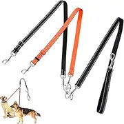 ASOCEA Double Dog Lead Multi 2 in 1 Lead Splitter for Dog Leads Puppy No Tangle Outdoor Hiking Lead 360° Rotating Dog Leads Adjustable Reflective Nylon Pull Rope for Dogs