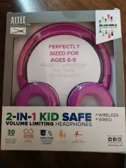 Altec Lansing Kid Safe 2-in-1 Bluetooth Wireless Headphones - Princess Pink