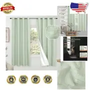 Sage Green Faux Linen Blackout Curtains, 63" - Cozy Thermal Drapes for All Rooms