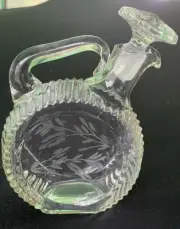 Vintage Paden City Glass Etched Grain Wheat Leaves Tilt Liquor Decanter Barware