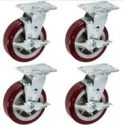 PRO-TECH Heavy Duty Polyurethane Industrial Non-Marking Top Plate Casters 6”X 2”