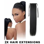 2Pcs 22" Black Brown Grade Aaa Synthetic Hair Extension Ponytail Straight 2X