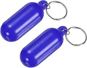 uxcell 2-Pack Plastic Floating Key Chain, Pills-Shape Float Key Rings Bright Color Pendant Water Sport Accessory for Boating/Kayak/Fishing/Surfing/Sailing [Blue]