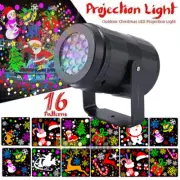 16 Patterns Christmas LED Projector Light Laser Moving Landscape Xmas Decor Lamp