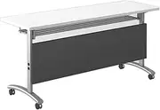 WYYDHGB Mobile Flip Training Table, Office Folding Computer Table, Locking Rolling Wheels, Steel Base, Laminated Top