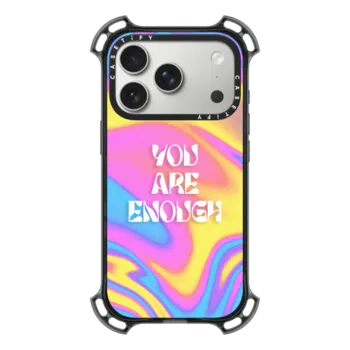 iPhone 17 Pro Bounce Case MagSafe Compatible "You Are Enough" vibrant Neon Pink Yellow Blue Gradient Trippy Wavy Psychedelic Swirl