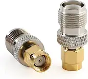 2PCS RF Coaxial Coax Adapter RP-SMA Male to RP-TNC Female