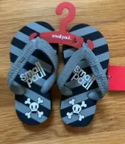 Paul Frank Baby Infant Toddler Sandals Sz 7-8 Black Gray Monkey Flip Flops NWT
