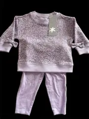 Splendid NWT Lavender Leopard Print Cotton/Poly Top & Cotton/Modal Leggings-3-6M
