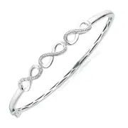 Zamel's Sterling Silver 0.05 CARAT tw of Diamonds Infinity Hinged Bangle
