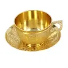 Brass Handmade Tea Cup and Saucer Set ,200 ml (Pack of 1)