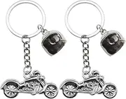 EMSea 2pcs Motorbike Keyring Motorcycle Keychain Personalised Motorbike Silver Helmet Keyring Zinc Alloy Silver for Key Purse Handbag Decoration