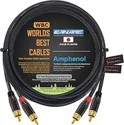 5 Meter RCA Cable Pair - Canare L-4E6S Star-Quad Balanced Audio Interconnect Cable with Amphenol ACPL Black Chrome Body, Gold Plated RCA Connectors - Directional