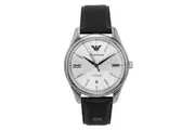 Emporio Armani Leather Strap Silver Dial Automatic AR60077 Men's Watch