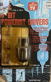 Vintage As Seen On TV" 6-bit Powerbit Drivers set electric Drill Power Tool