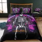 Single/Double/Queen/King Bed Quilt/Doona/Duvet Cover Set Battle Skull Purple