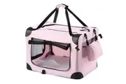 Dog Crate Kennel Soft Cat Travel Carrier Puppy Carry Bag Pet Cage Extra Large Foldable Portable 3XL Pink