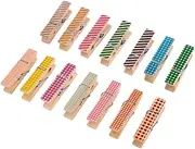 Zerodeko 100pcs Picture Hanging Pegs Wooden Laundry Pegs Wooden Clothesline Clips Small Pegs for Hanging Photos Christmas Party Favors Spring Loaded Pin Wooden Nail Painted Bamboo