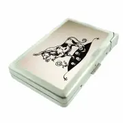 Bull Illustration Cigarette Case with Built in Lighter Metal Wallet
