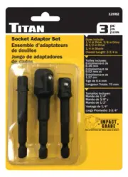 Titan 12082 3-Piece Socket Adapter Set (1/4", 3/8" and 1/2")