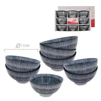 在飛比找松果購物優惠-日本製手造手繪碗條紋8碗組 精美盒裝 工藝碗 093UP-A