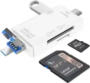 6-in-1 SD Memory Card Reader, USB C/USB/Micro USB SD/TF Card Reader Adapter